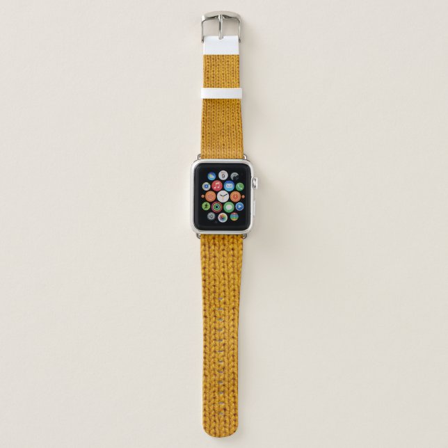 Yellow knitted wool, high-resolution texture. apple watch band (Front)
