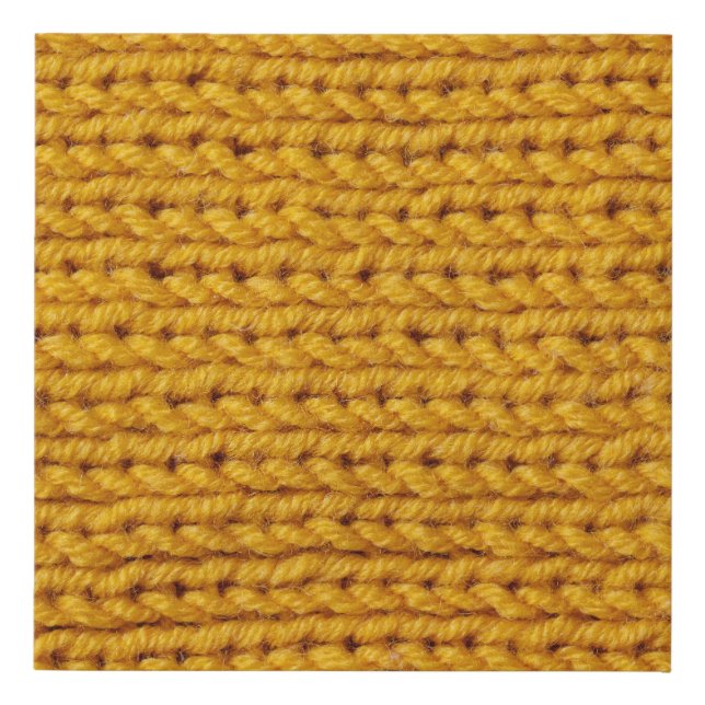 Yellow knitted wool, high-resolution texture. faux canvas print (Front)