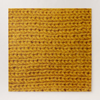 Yellow knitted wool, high-resolution texture. jigsaw puzzle