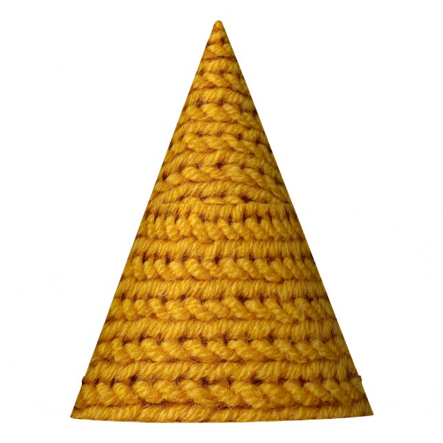 Yellow knitted wool, high-resolution texture. party hat (Front)