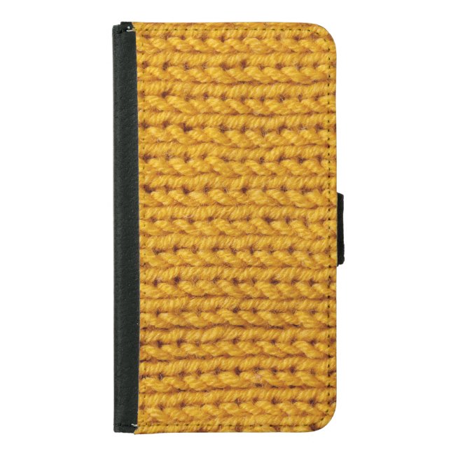 Yellow knitted wool, high-resolution texture. samsung galaxy wallet case (Front)