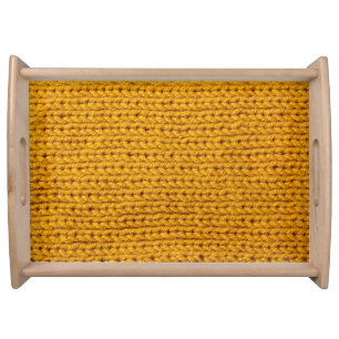 Yellow knitted wool, high-resolution texture. serving tray