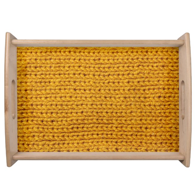 Yellow knitted wool, high-resolution texture. serving tray (Front)