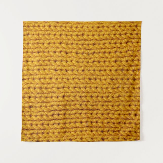Yellow knitted wool, high-resolution texture. tapestry (Front)
