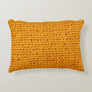 Yellow knitted wool texture background pattern wit accent pillow