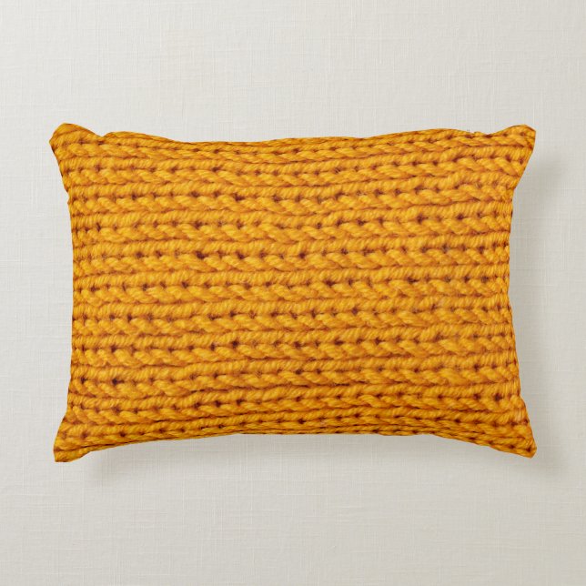 Yellow knitted wool texture background pattern wit accent pillow (Front)