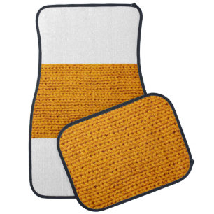 Yellow knitted wool texture background pattern wit car floor mat