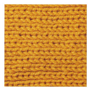 Yellow knitted wool texture background pattern wit faux canvas print