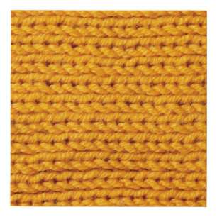Yellow knitted wool texture background pattern wit faux canvas print