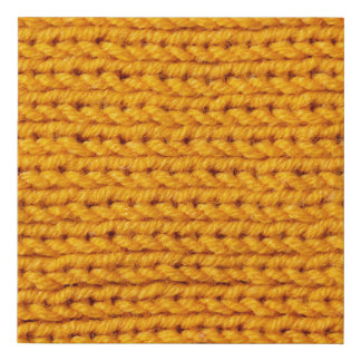Yellow knitted wool texture background pattern wit faux canvas print