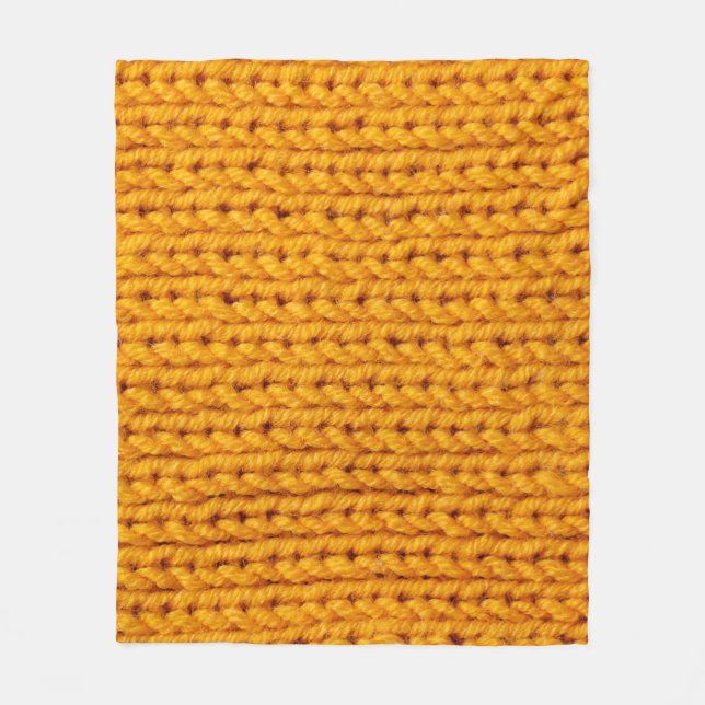 Yellow knitted wool texture background pattern wit fleece blanket (Front)