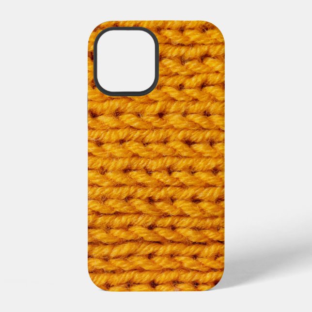 Yellow knitted wool texture background pattern wit iphone case (Back)