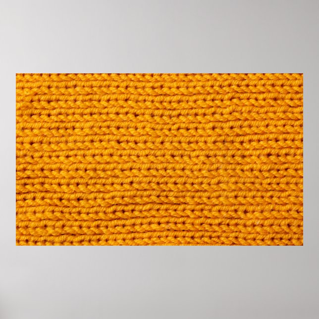 Yellow knitted wool texture background pattern wit poster (Front)