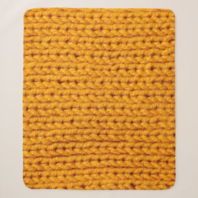 Yellow knitted wool texture background pattern wit sherpa blanket (Front)