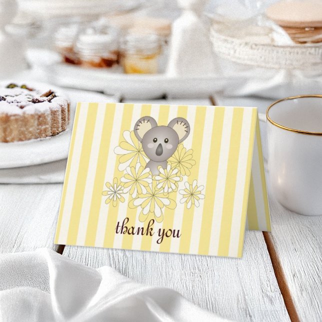 Yellow Koala Baby Shower / Birthday Thank You Card (Creator Uploaded)