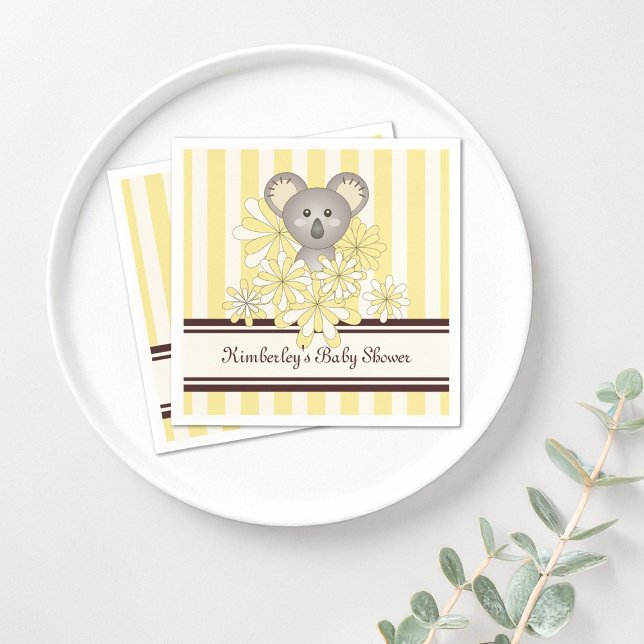 Yellow Koala Birthday / Gender Neutral Baby Shower Napkins (Creator Uploaded)