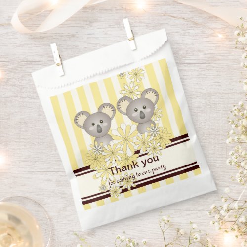 Yellow Koala Twin Baby Shower  Kids Birthday Favor Bag
