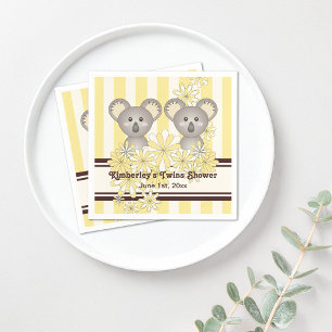 Yellow Koala Twin Baby Shower / Kids Birthday Napkins