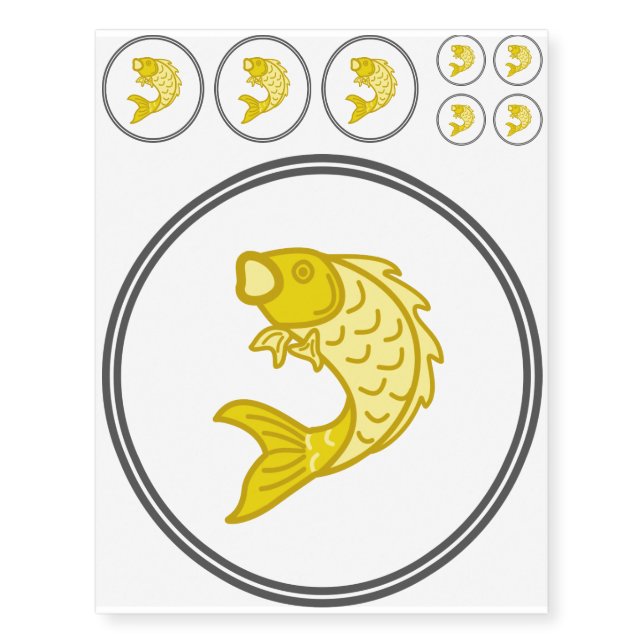 Yellow Koi Fish - Fish Prawn Crab Collection Temporary Tattoos (Front)