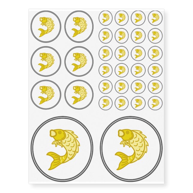 Yellow Koi Fish - Fish Prawn Crab Collection Temporary Tattoos (Front)