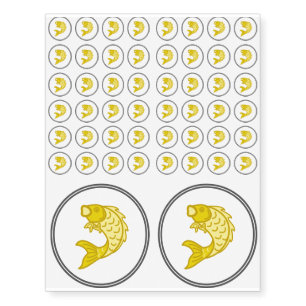 Yellow Koi Fish - Fish Prawn Crab Collection Temporary Tattoos