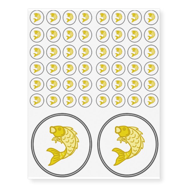 Yellow Koi Fish - Fish Prawn Crab Collection Temporary Tattoos (Front)