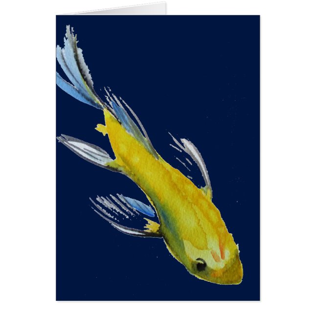 Yellow koi Japanese carp watercolour art fish (Front)