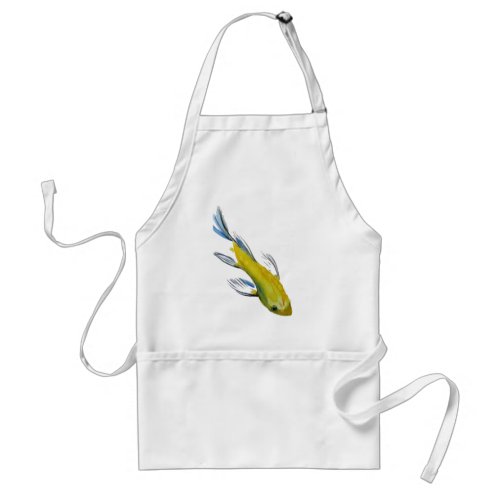 Yellow koi Japanese carp watercolour art fish Adult Apron