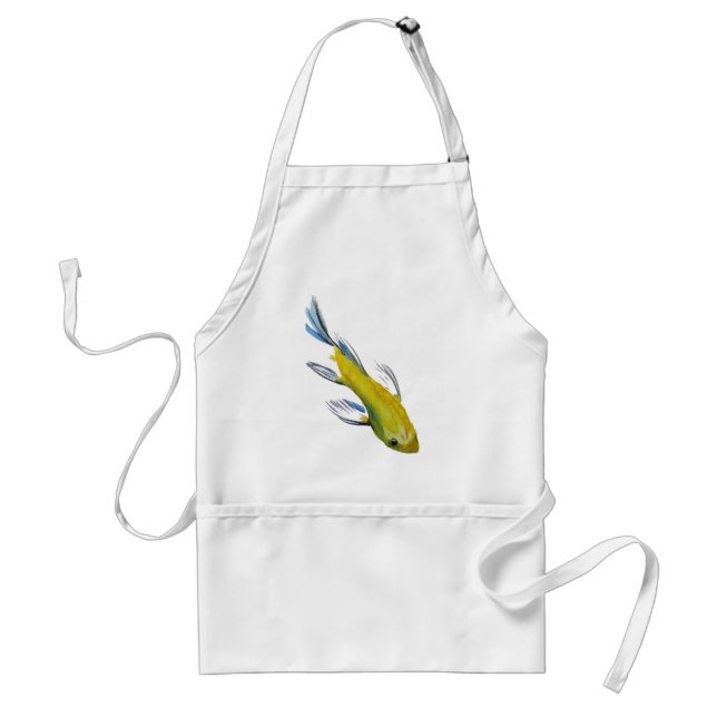 Yellow koi Japanese carp watercolour art fish Adult Apron (Front)