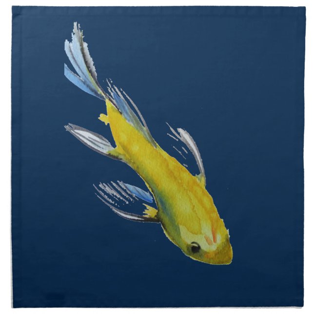 Yellow koi Japanese carp watercolour art fish Cloth Napkin (Front)