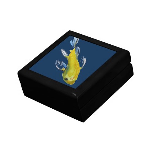 Yellow koi Japanese carp watercolour art fish Keepsake Box