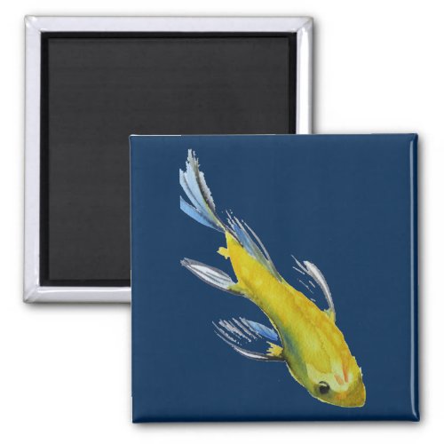 Yellow koi Japanese carp watercolour art fish Magnet