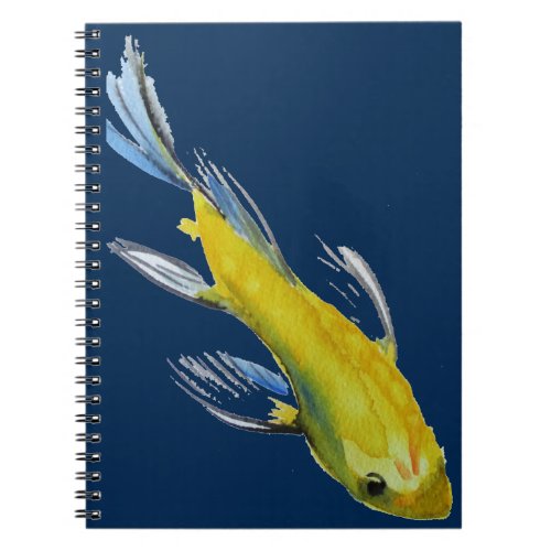 Yellow koi Japanese carp watercolour art fish Notebook