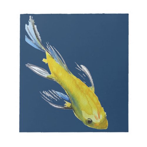 Yellow koi Japanese carp watercolour art fish Notepad