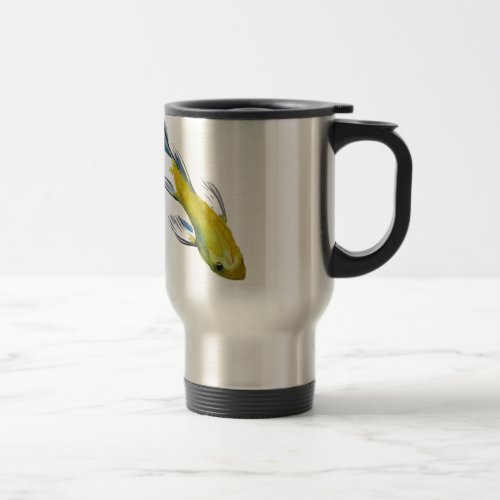 Yellow koi Japanese carp watercolour art fish Travel Mug