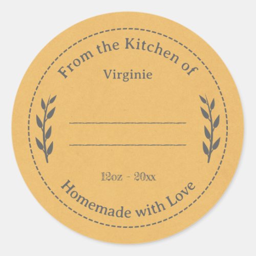Yellow Kraft  Rustic Made with Love Label Sticker