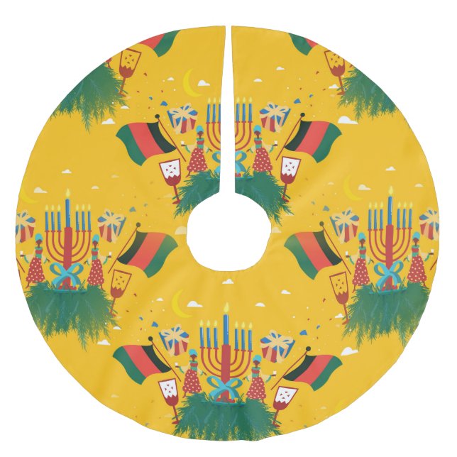 yellow kwanzaa christmas tree skirt (Front)