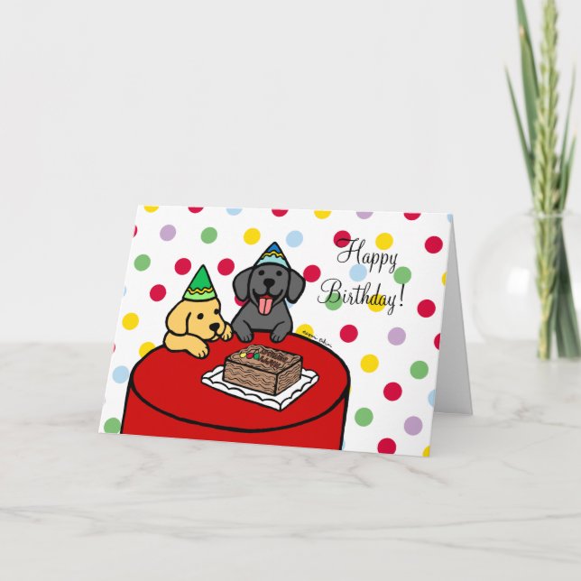 Yellow Lab 2 & Black Lab Birthday Card (Front)