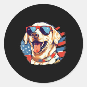 Yellow Lab 4th Of July Design Patriotic Pup Labrad Classic Round Sticker