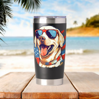 Yellow Lab 4th of July Design Patriotic Pup Labrad Insulated Tumbler