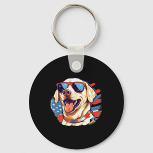 Yellow Lab 4th Of July Design Patriotic Pup Labrad Keychain