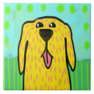Yellow Lab Abstract Art Tile