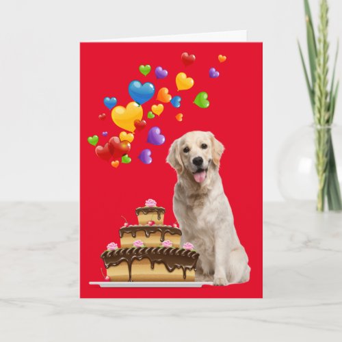 Yellow Lab And Cake Happy Birthday Card