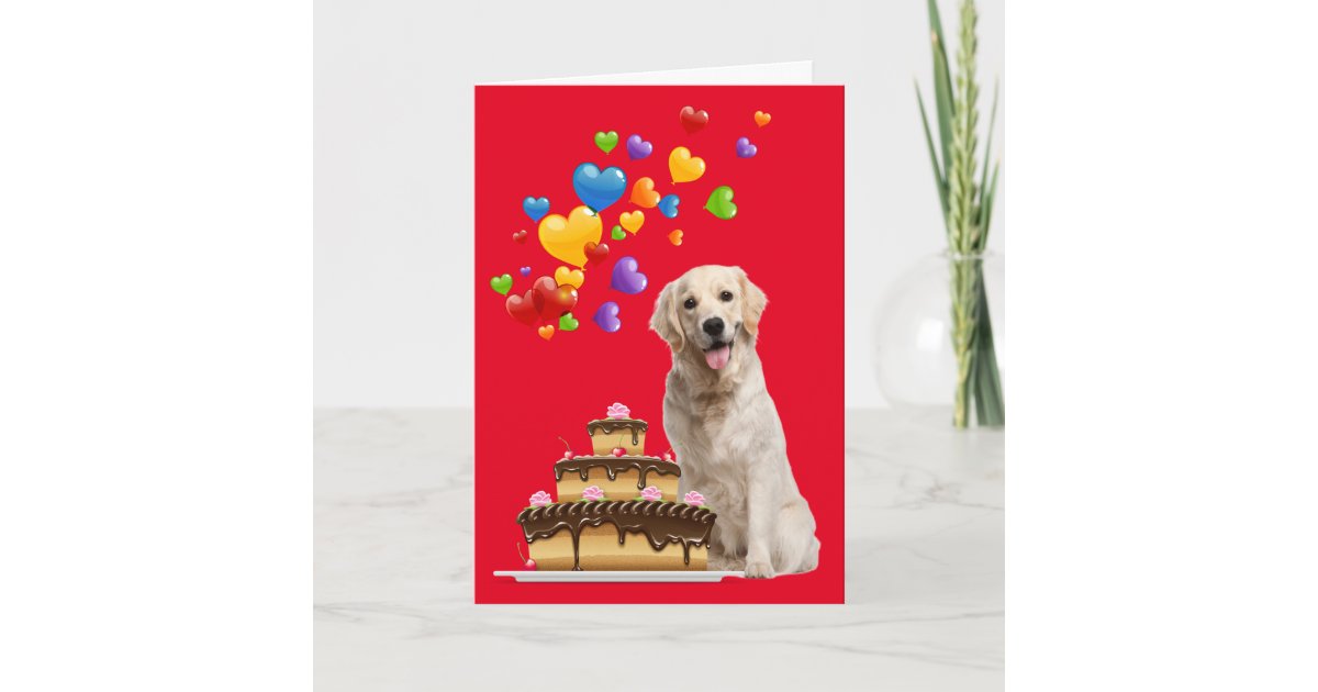 Yellow Lab And Cake Happy Birthday Card | Zazzle