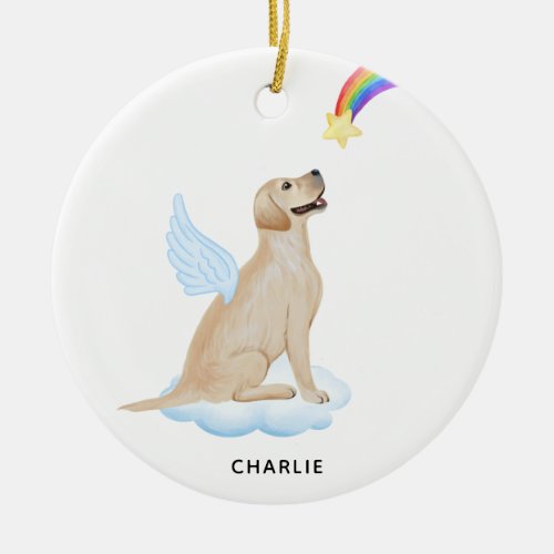 Yellow Lab Angel Personalized Pet Dog Memorial  Ceramic Ornament