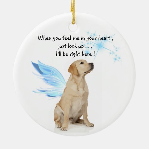 Yellow Lab Angel Pet Dog Christmas Memorial Ceramic Ornament