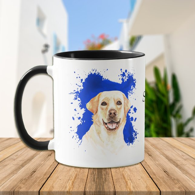 Yellow Lab Blue Abstract Background Mug (Creator Uploaded)