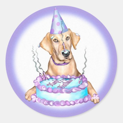 Yellow Lab Cake Face Birthday Classic Round Sticker