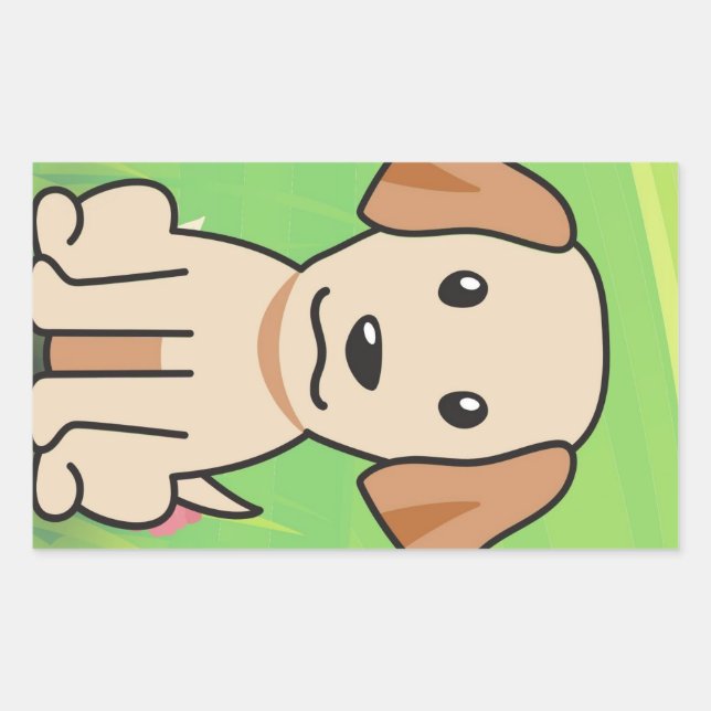 yellow lab cartoon rectangular sticker (Front)