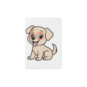Yellow Lab Cartoon with Glasses Passport Holder